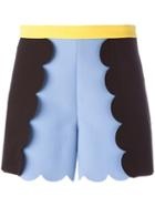 Msgm Scalloped Shorts, Women's, Size: 42, Blue, Polyester/spandex/elastane/viscose