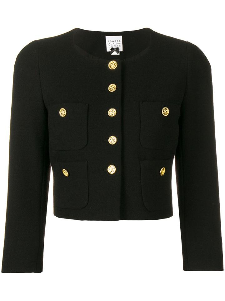 Edward Achour Paris Fitted Cropped Jacket - Black