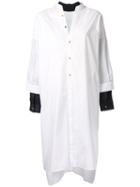 Enföld Layered Midi Shirt Dress, Women's, Size: 38, White, Cotton
