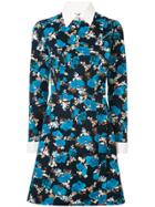 Dalood Side Button Floral Print Dress - Blue