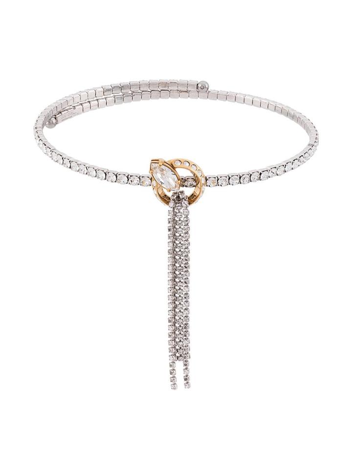 Miu Miu Knot Effect Embellished Necklace - Silver