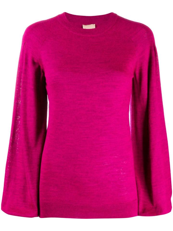 Nude Balloon Sleeve Knitted Jumper - Pink