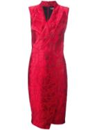 Capucci V-neck Dress, Women's, Size: 46, Red, Polyester/polyamide/acrylic/silk