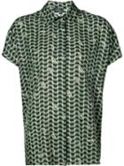 Alena Akhmadullina - Geometric Print Short Sleeve Shirt - Women - Silk/viscose - 40, Women's, Green, Silk/viscose