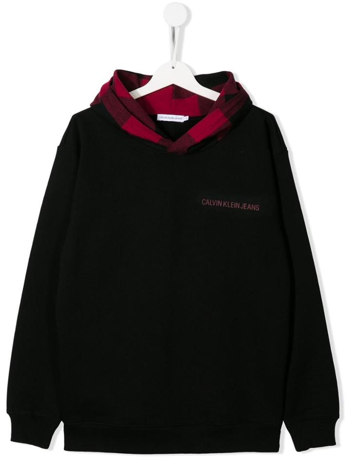 Calvin Klein Kids Buffalo-check Logo Hoody - Black