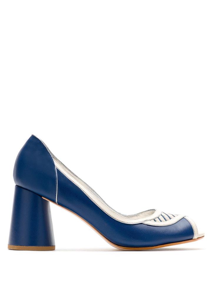Sarah Chofakian Panga Leather Pumps - Blue