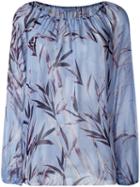 Blumarine Floral Print Blouse, Women's, Size: 46, Blue, Silk