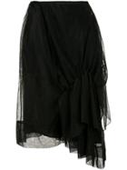 Simone Rocha Draped Tulle Midi Skirt - Black