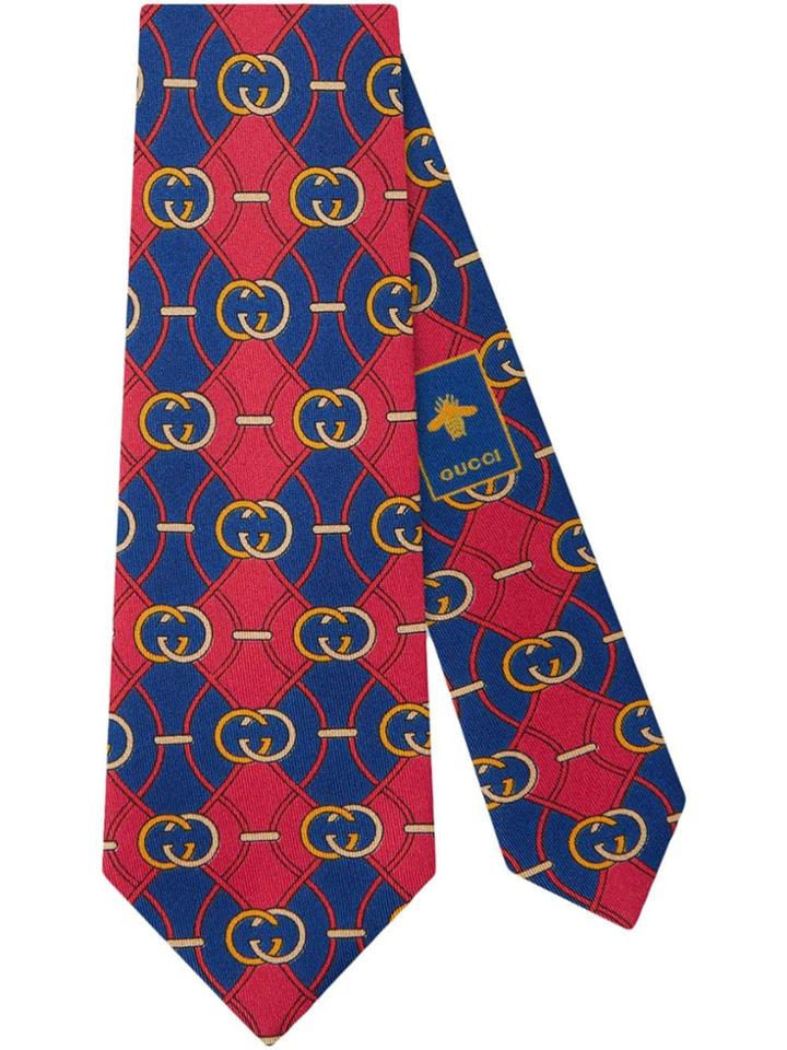 Gucci Interlocking G Rhombus Print Tie - Blue