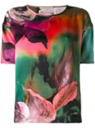Ermanno Gallamini - Floral Print T-shirt - Women - Silk - S, Green, Silk