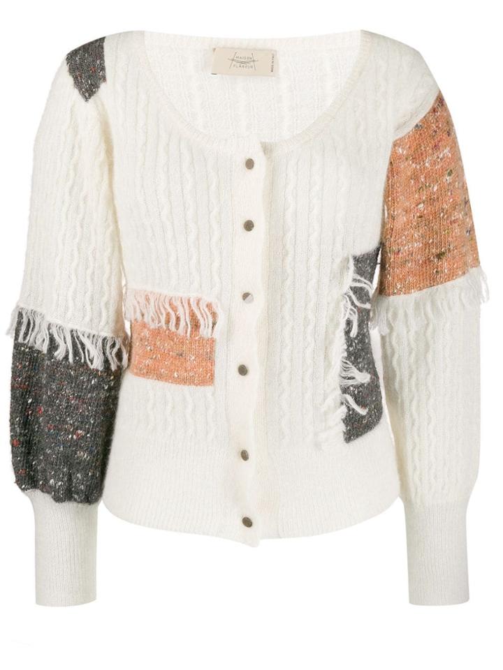 Maison Flaneur Patchwork Fringed Cardigan - Neutrals