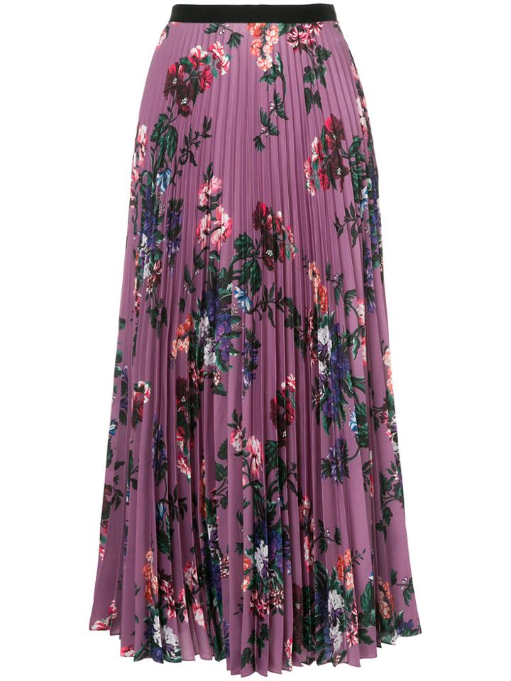 Erdem Pleated Pussy Bow Dress - Pink & Purple