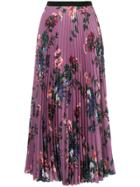 Erdem Pleated Pussy Bow Dress - Pink & Purple