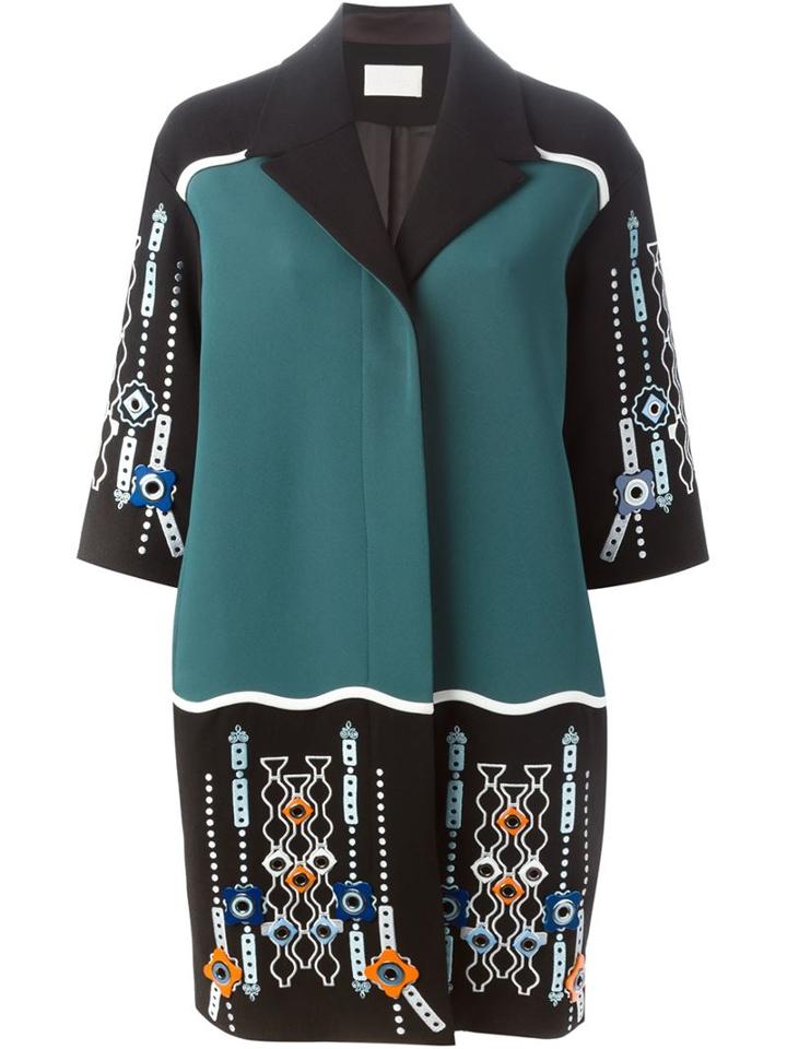 Peter Pilotto Embellished Single Breasted Coat, Women's, Size: 8, Green, Polyamide/polyester/spandex/elastane/virgin Wool