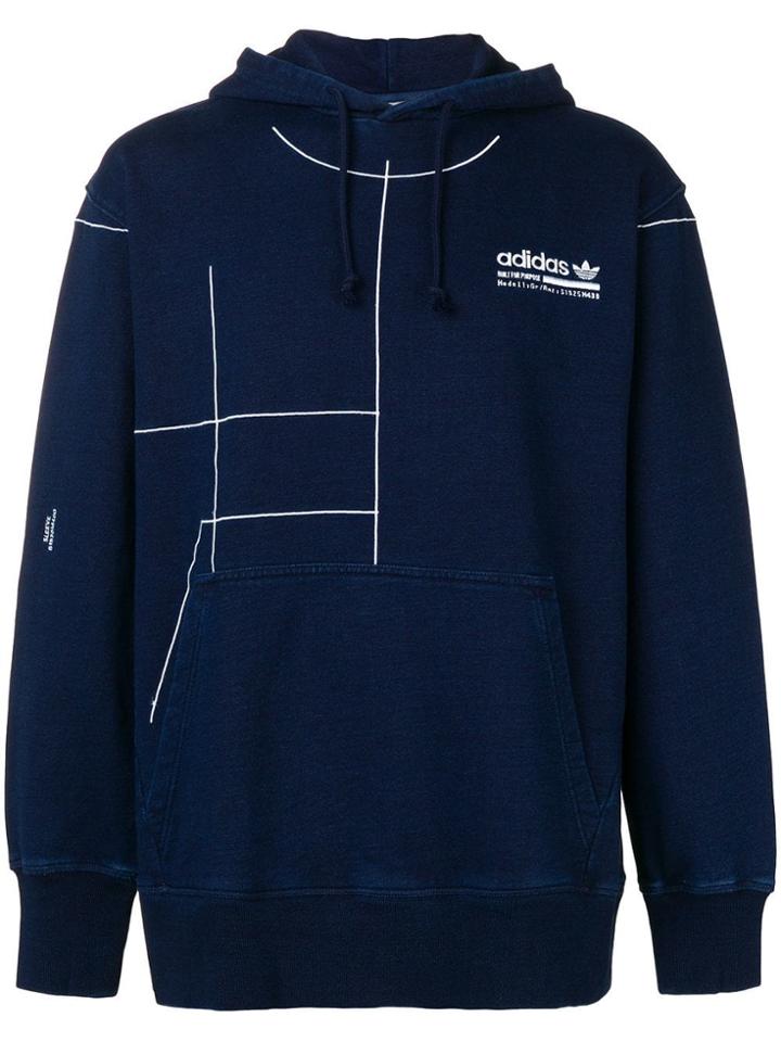 Adidas Contrast Logo Hoodie - Blue