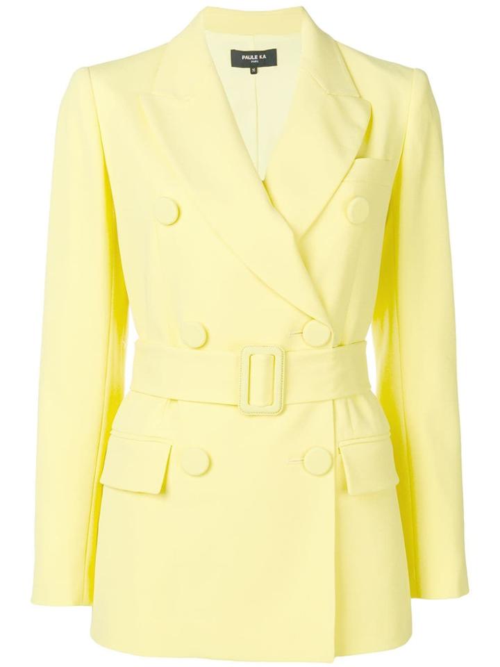 Paule Ka Classic Belted Blazer - Yellow