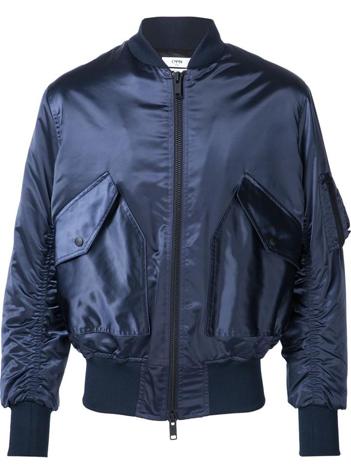 Cmmn Swdn Satin Bomber Jacket, Men's, Size: Xs, Blue, Polyamide