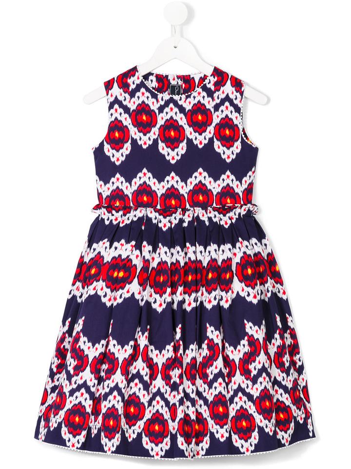 Abstract Print Gathered Dress - Kids - Cotton/polyester - 8 Yrs, Blue, Oscar De La Renta Kids
