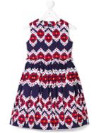 Abstract Print Gathered Dress - Kids - Cotton/polyester - 8 Yrs, Blue, Oscar De La Renta Kids