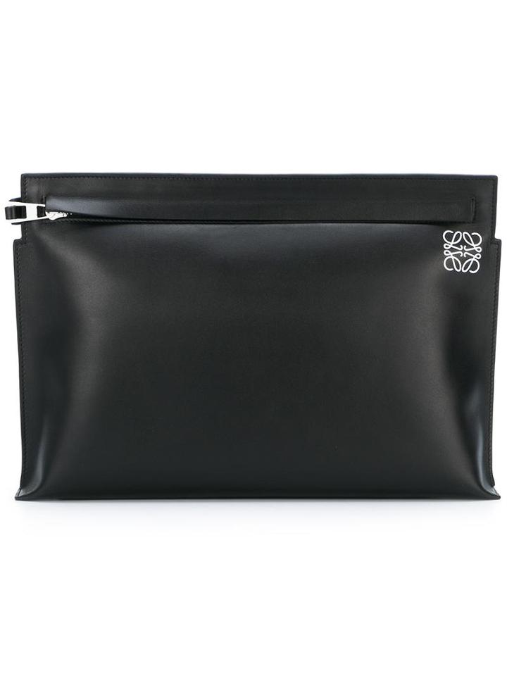 Loewe Logo Print Pouch, Women's, Black, Calf Leather