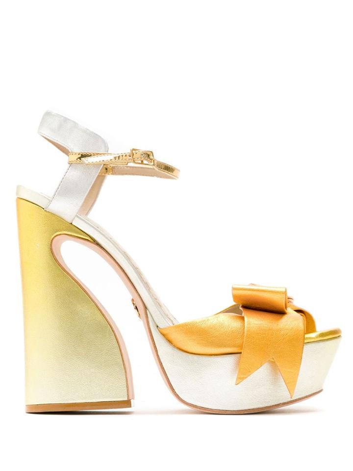 Andrea Bogosian Leather Platform Sandals - Gold