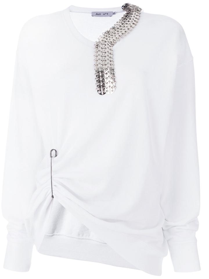 Act N&deg;1 Metal Detail Gathered Sweatshirt - White