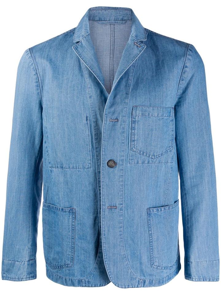 Officine Generale Denim Blazer Jacket - Blue