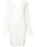 Bassike Striped V-neck Shirt Dress - White