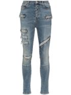 Unravel Project Moonwash Multi-zip Skinny Jeans - Blue