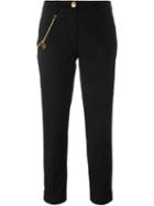 Love Moschino Chain Detail Cropped Trousers, Women's, Size: 40, Black, Cotton/spandex/elastane