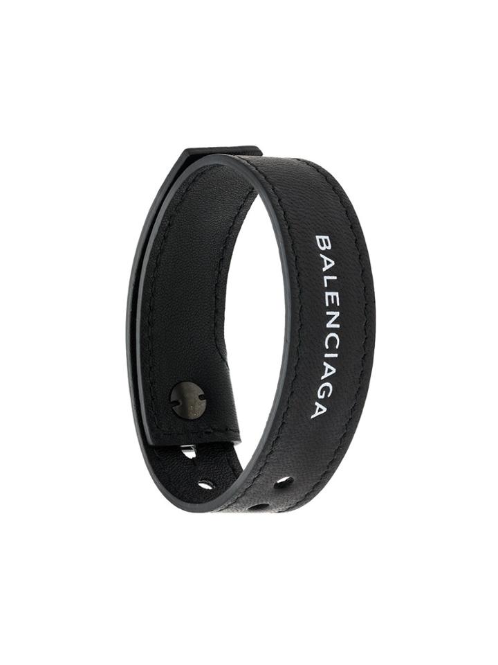 Balenciaga Logo Embroidered Bracelet - Black