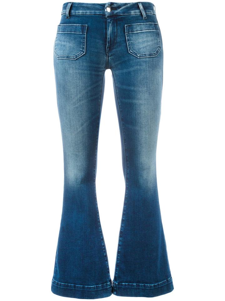 The Seafarer Cropped Flared Jeans, Women's, Size: 27, Blue, Cotton/spandex/elastane/polyester