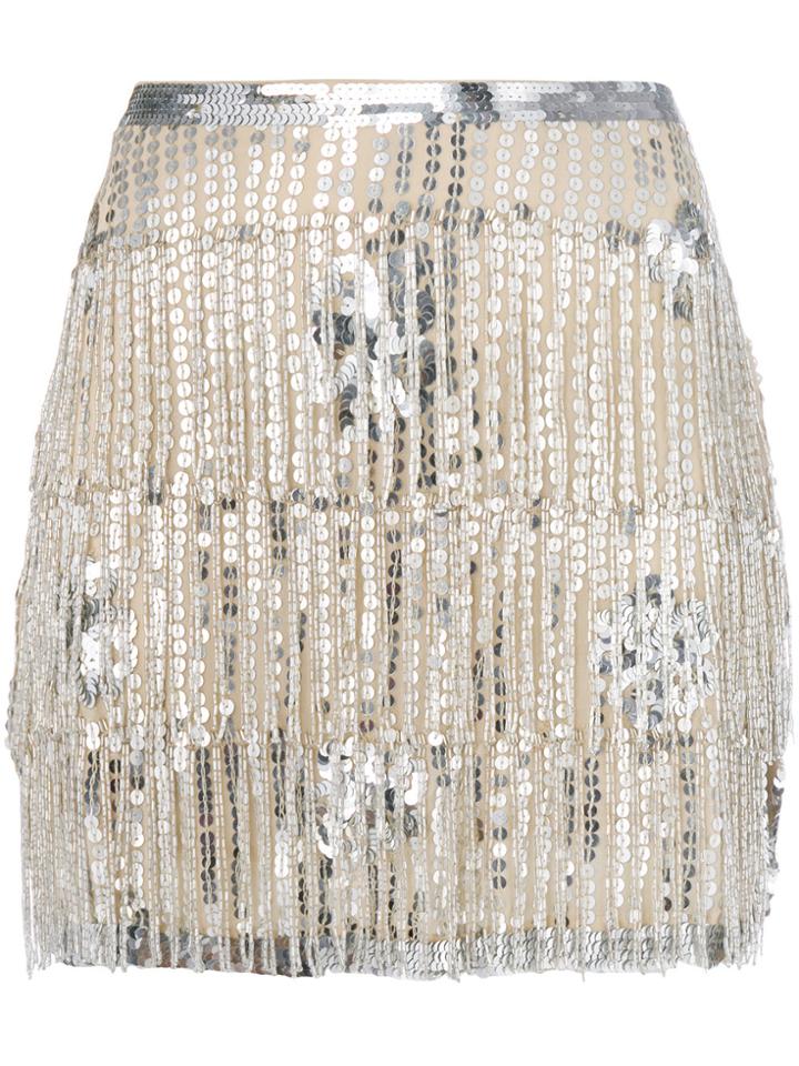 Mes Demoiselles Sequined Fringed Skirt - Nude & Neutrals