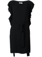 Michael Michael Kors Ruffled Dress, Women's, Size: Large, Black, Polyester/spandex/elastane