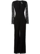 Diane Von Furstenberg V Neck Jumpsuit, Women's, Size: 6, Black, Cotton/polyester/polyimide/spandex/elastane