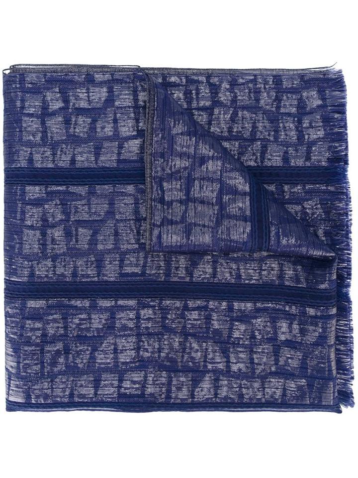Armani Collezioni Woven Jacquard Scarf, Women's, Blue, Silk/polyamide/viscose/wool