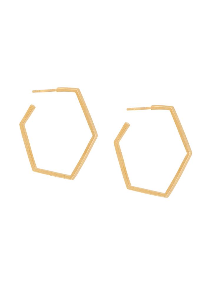 Rachel Jackson Hexagon Hoop Earrings - Metallic