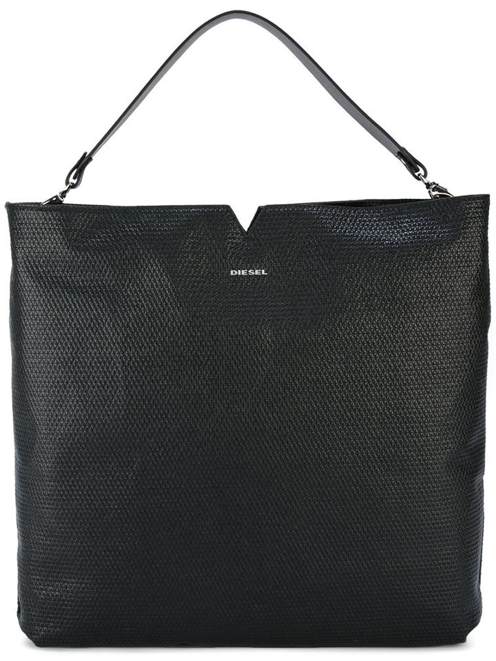 Diesel Textured Shoulder Bag, Women's, Black, Calf Leather
