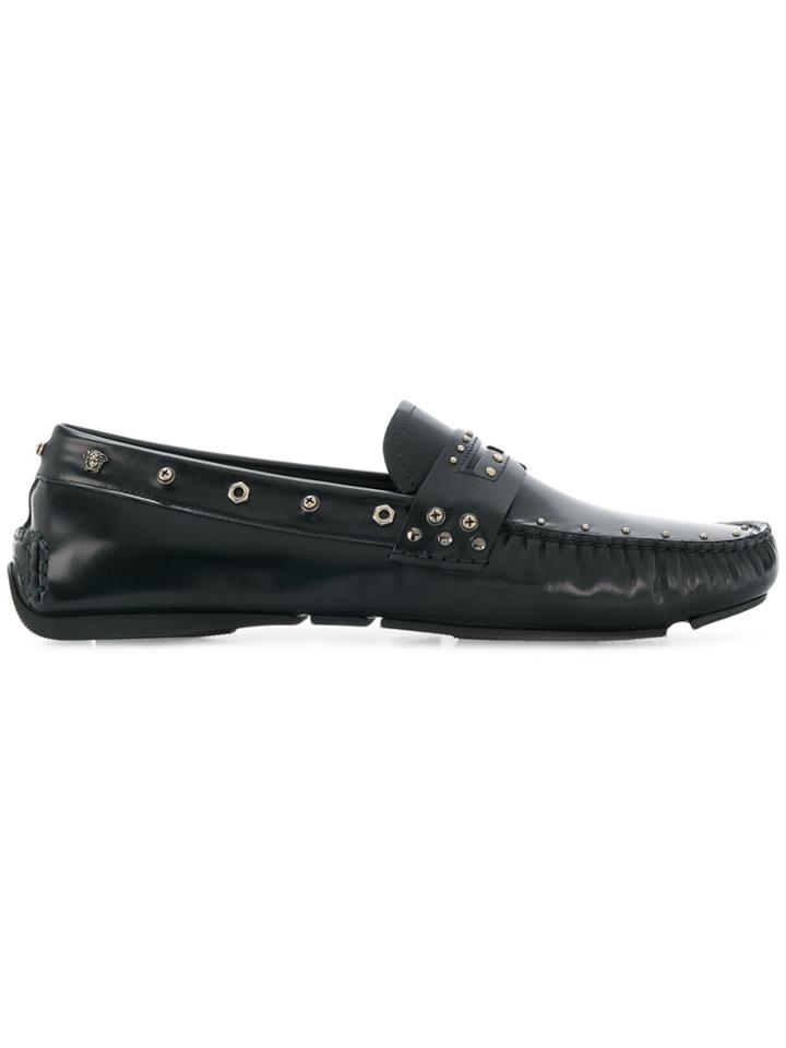Versace Screw Studded Loafers - Blue