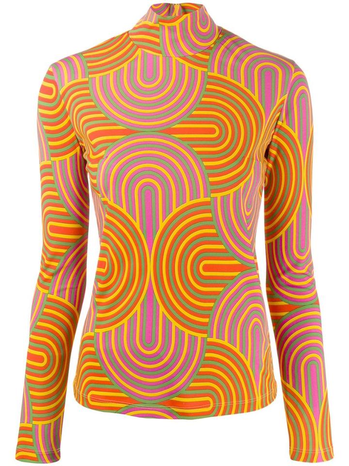 La Doublej Roll Neck Geometric Print Sweater - Yellow