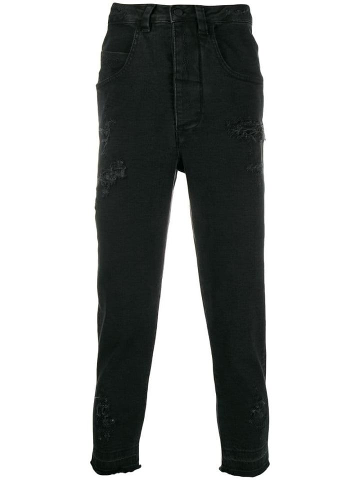 Thom Krom Distressed Cropped Jeans - Black