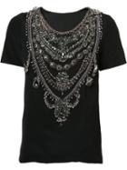 Marchesa Chain Embellished T-shirt, Women's, Size: 2, Black, Silk