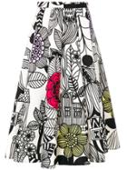 Junya Watanabe Comme Des Garçons Floral Print Flared Skirt - White