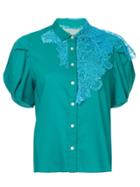 Kolor Lace Insert Blouse - Green