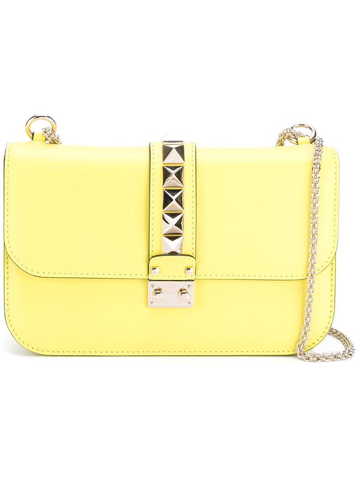 Garavani Glam Lock Shoulder Bag - Women - Leather - One Size, Yellow/orange, Leather, Valentino