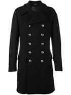 Dolce & Gabbana Military Style Coat, Men's, Size: 48, Black, Nylon/spandex/elastane/acetate/wool