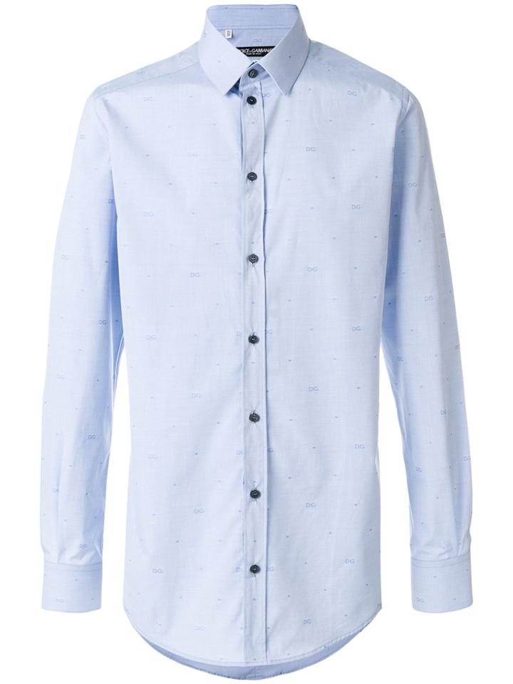Dolce & Gabbana Logo And Polka Dot Print Shirt - Blue