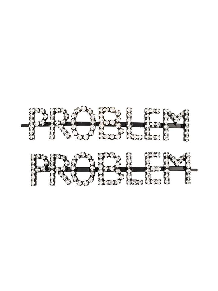 Ashley Williams Crystal Problem Hair Slides - Metallic