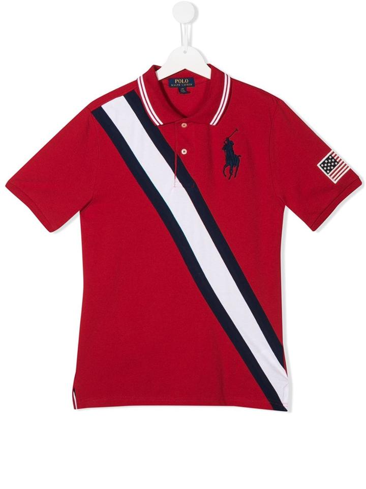 Ralph Lauren Kids Stripe Print Polo Shirt - Red