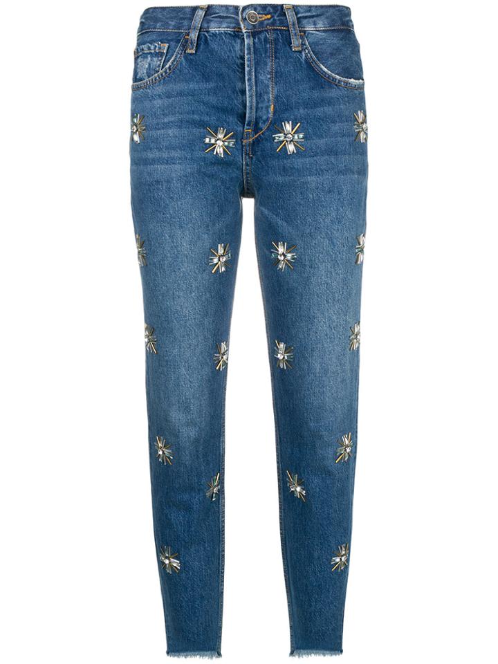 Liu Jo Embellished Cropped Jeans - Blue